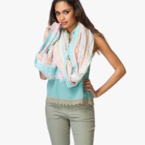 ⭐️ Zadig & Voltaire scarf wrap pastel & bright colors blue pink skulls 96” x 28”